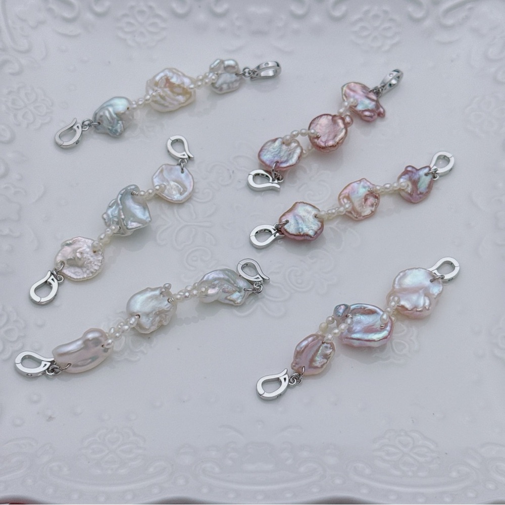 26X69 Handmade Freshwater Petal Baroque Pearl Short Extender 3.5”